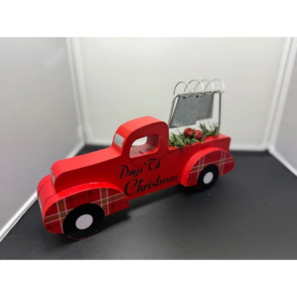 Red Truck‎ wood Christmas Countdown Calendar Days Til Christmas Holiday Decor